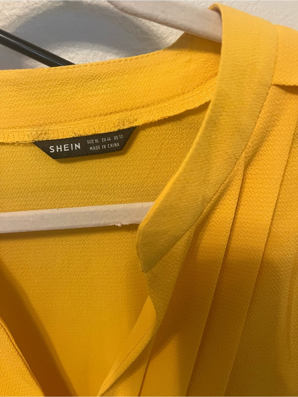 **Never Worn** SHEIN Bright Yellow Pleated V-Neck Blouse - Picture 2 of 2